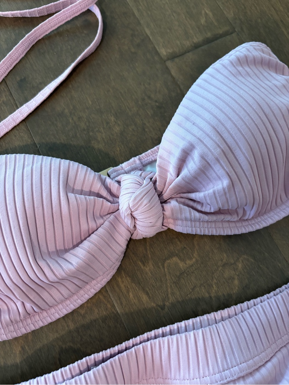 Pink Ribbed Bandeau Bikini Set - Picture 3 of 5